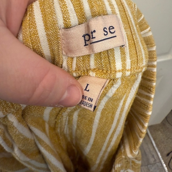 Per Se Mustard and White Striped linen Pants - Picture 4 of 5